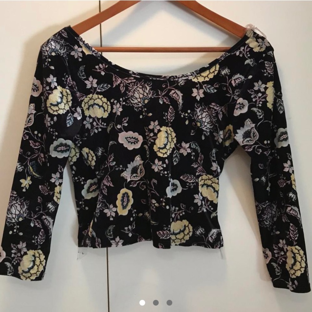 Velvet Paisley crop wrap top